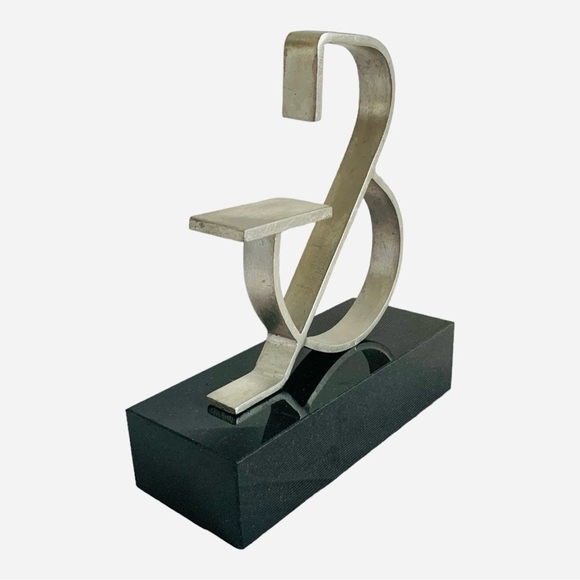 Ampersand Decorative Sculpture Iron & Black Granite Figurine Rare Home Decor - Picture 3 of 6